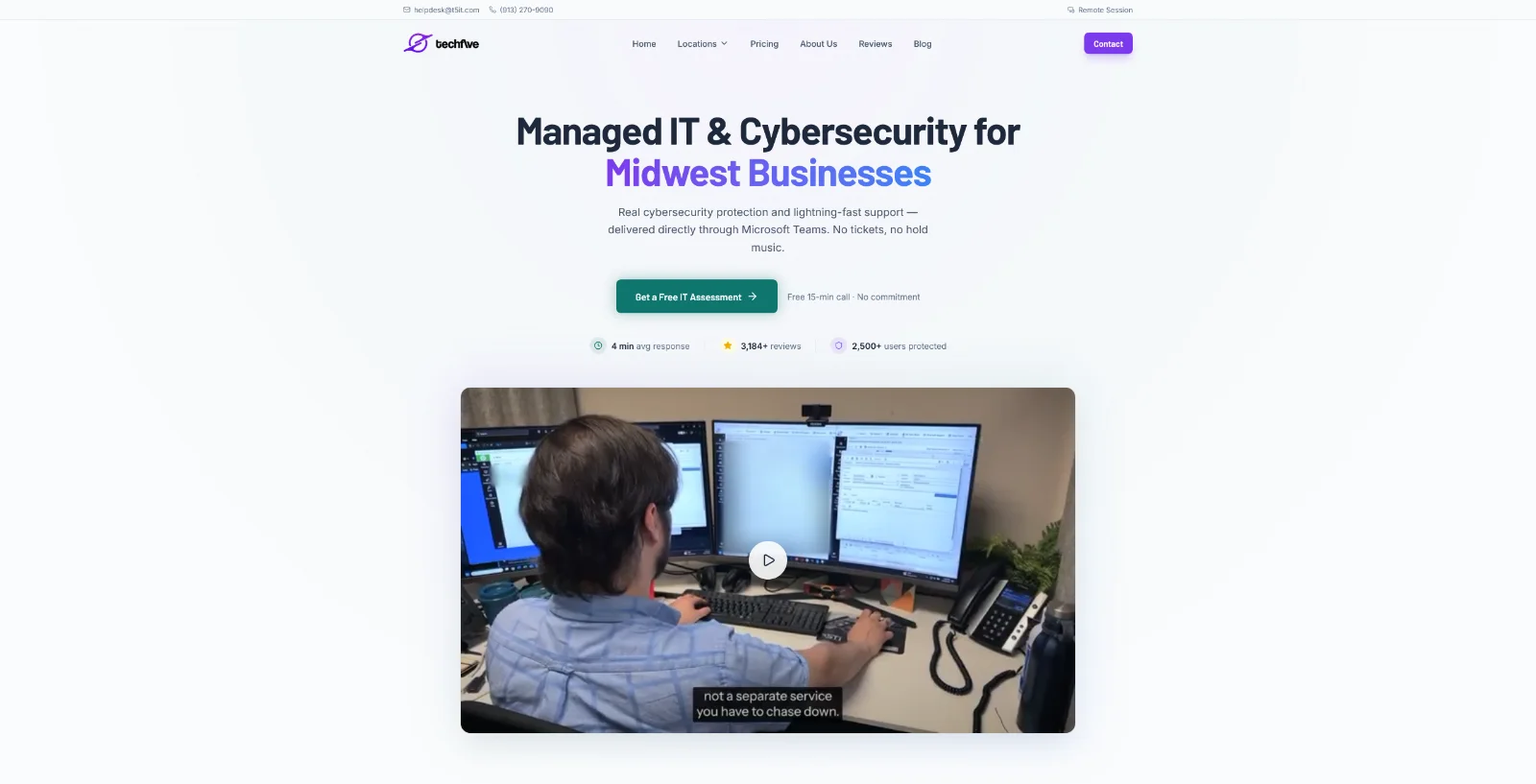 TechFive managed IT and cybersecurity website homepage
